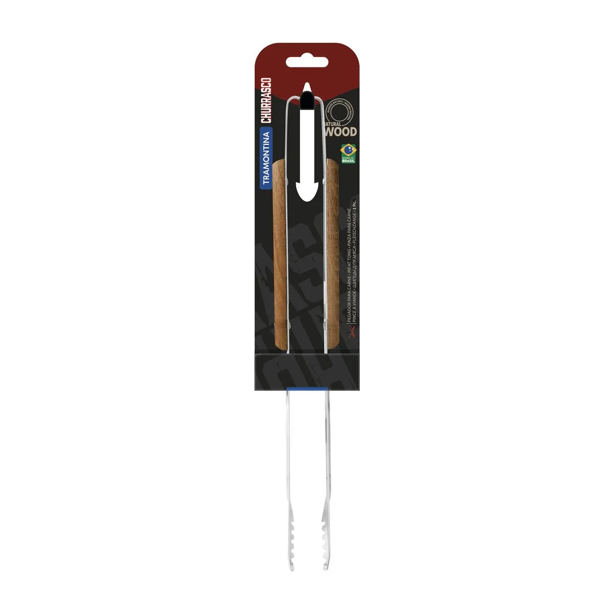 Pinza para Carne Tramontina Asado con Lámina de Acero Inoxidable y Mango de Madera 37 cm - Imagen 3