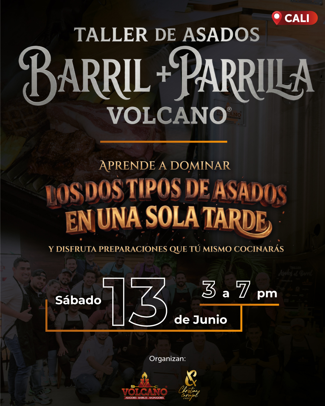 🔥🥩TALLER DE ASADOS BARRIL + PARILLA VOLCANO - 13 de junio - Cali 🚨